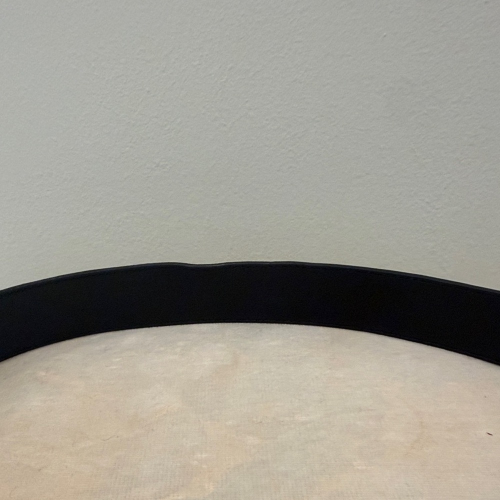 Prada Black Leather Belt with Gold Logo Plaque - Picture 3 of 3